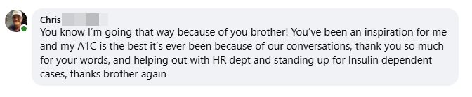 Facebook testimonial from Chris